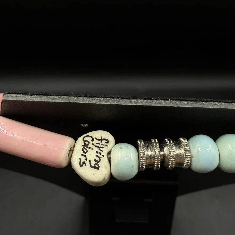 Vtg. Flying Colors Hand Painted Ceramic Pastel Heart‎  Necklace Candy Valentines